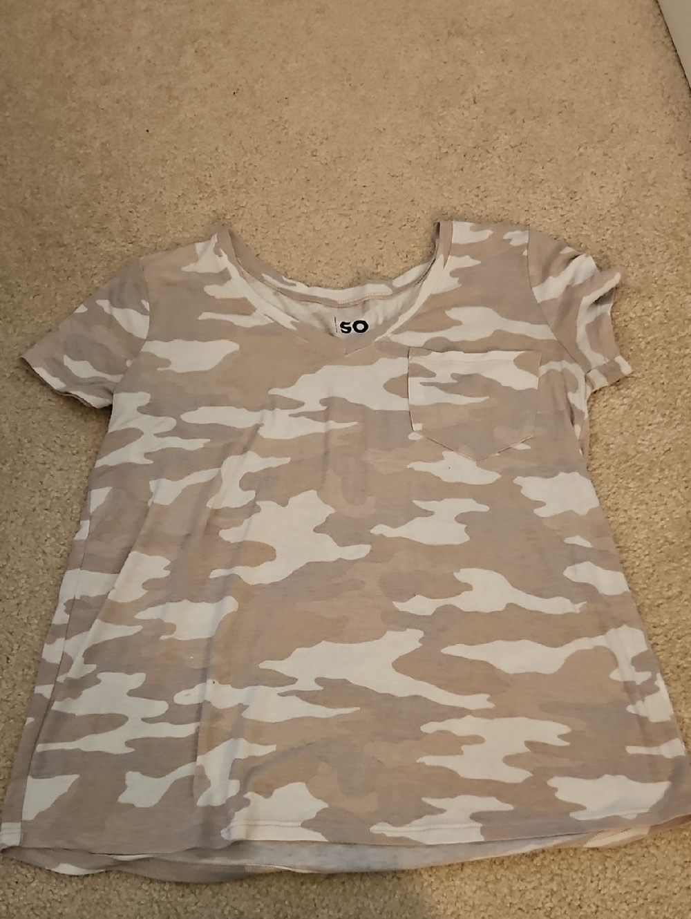 SO Beige & White Camo Pocket Tee Shirt